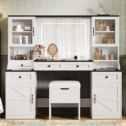 Vanity Desk With Mirror And LED Lights