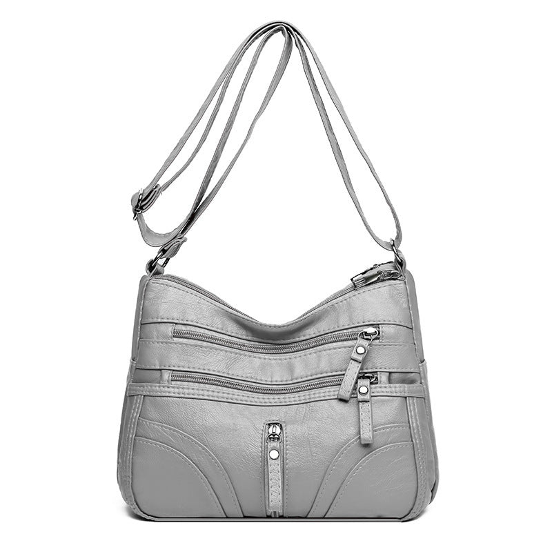 Women’s Soft Leather Shoulder Bag – Large Capacity Messenger Purse
