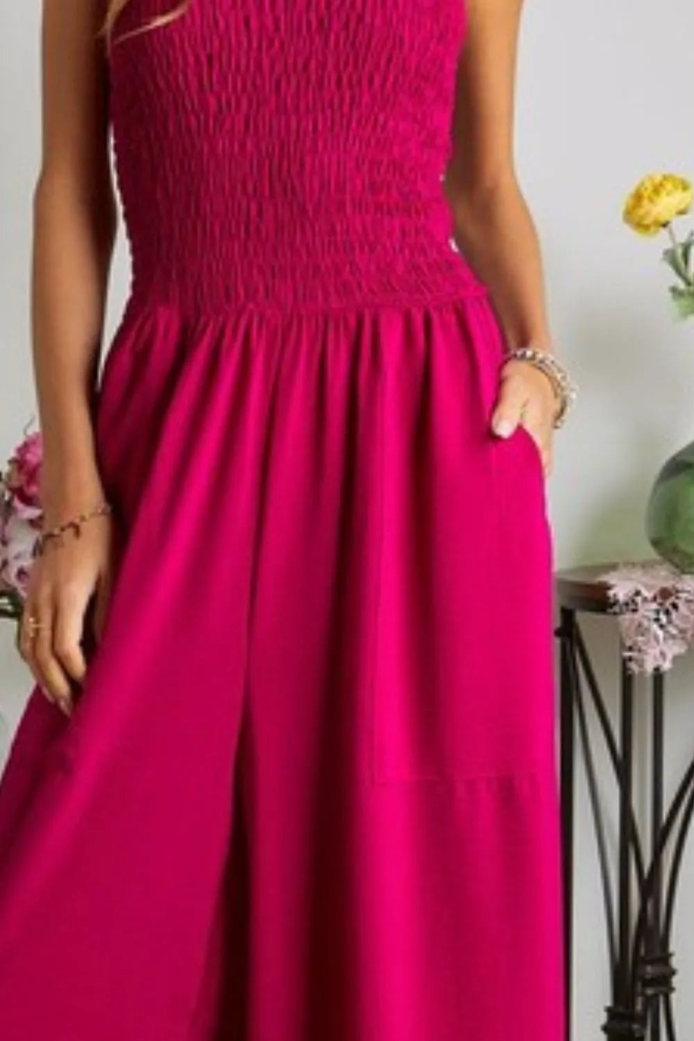 ADORA Smocking Top Wide Leg Jumpsuit