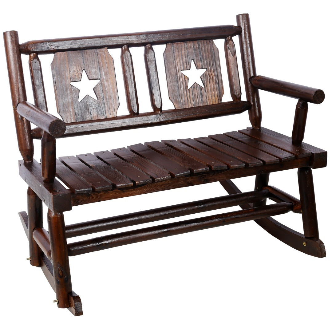 Outdoor Solid Wood Rocking Chair Bench