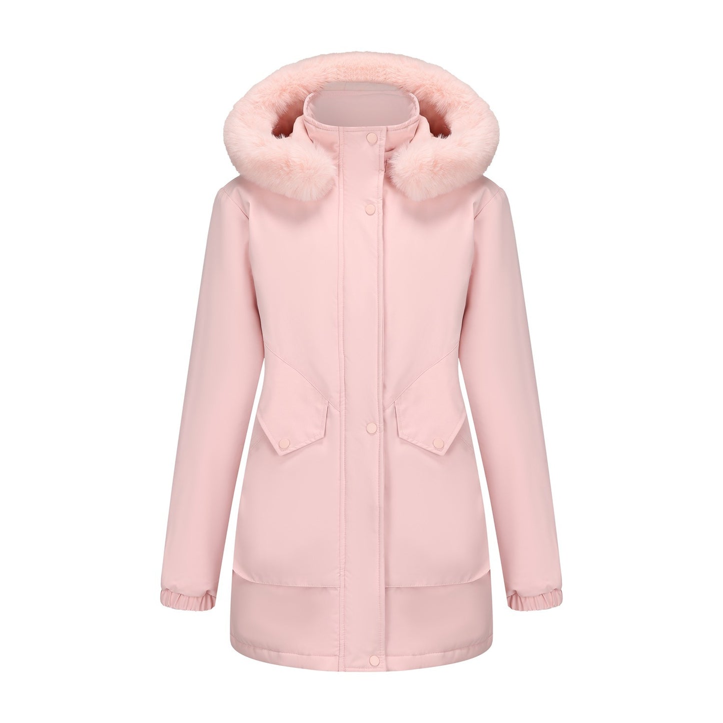 Women's Mid-length Big Fur Collar Cotton Coat Jacket