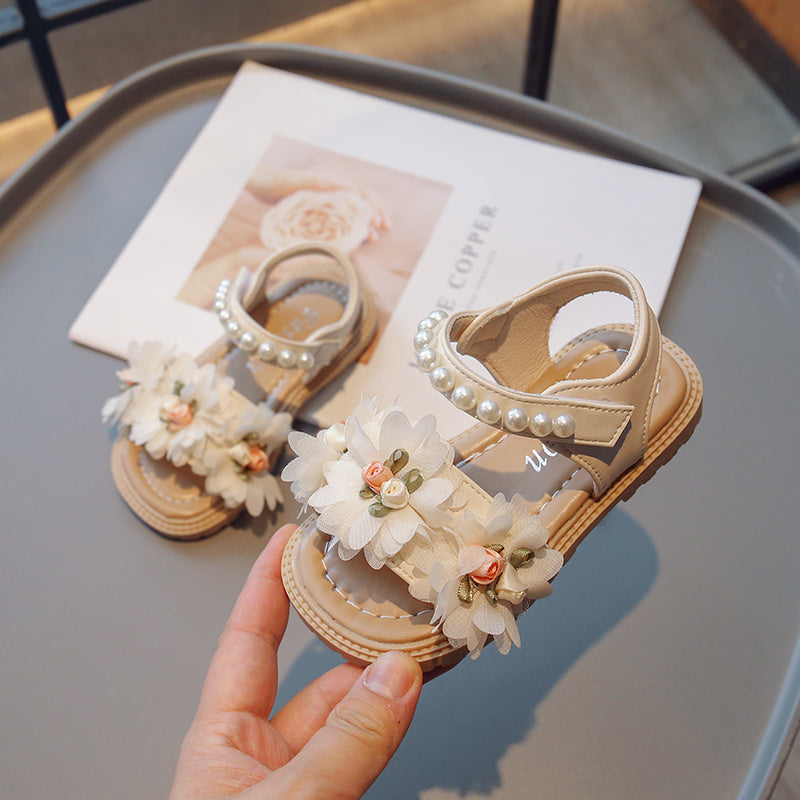 Girls’ Sweet Flower Sandals – Soft Versatile Toddler Shoes