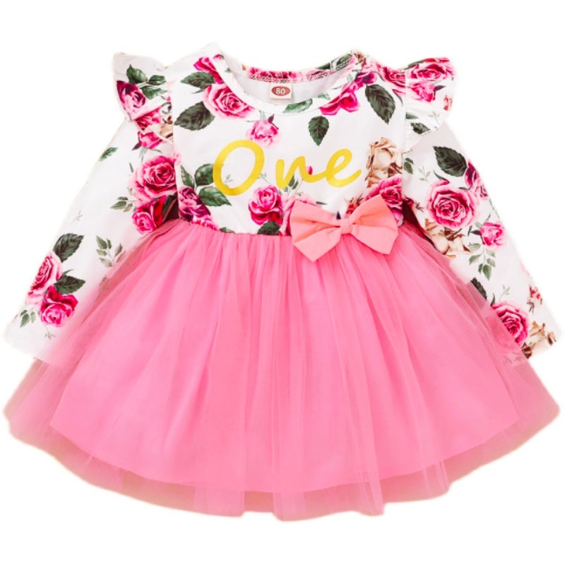 Toddler Baby Girls’ Floral Dress – Ruffle Sleeve Summer Clothes
