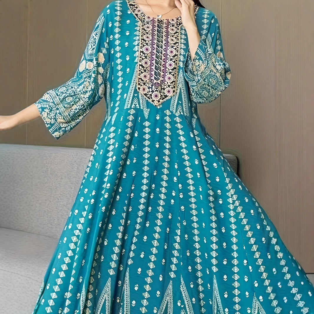 Bohemian Style Dress Ethnic Style Embroidered Large Swing Skirt