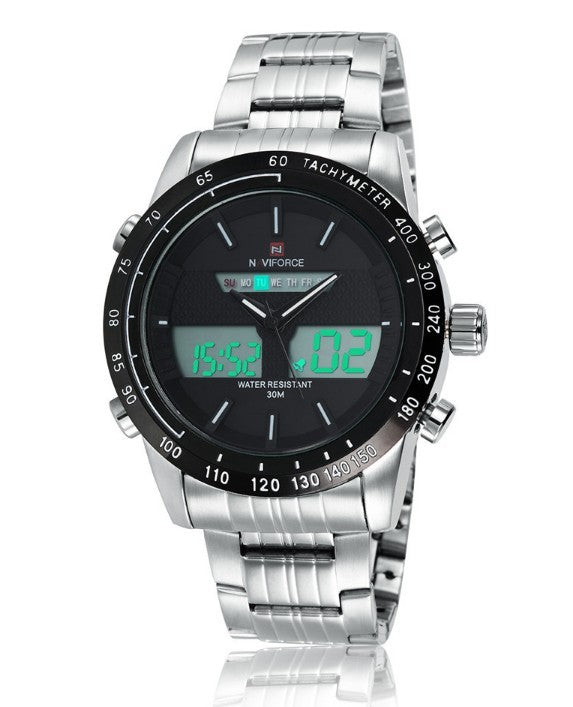 Men’s Waterproof Electronic Sports Watch with Steel Band