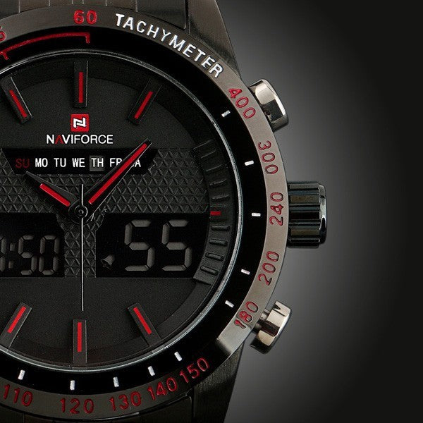 Men’s Waterproof Electronic Sports Watch with Steel Band