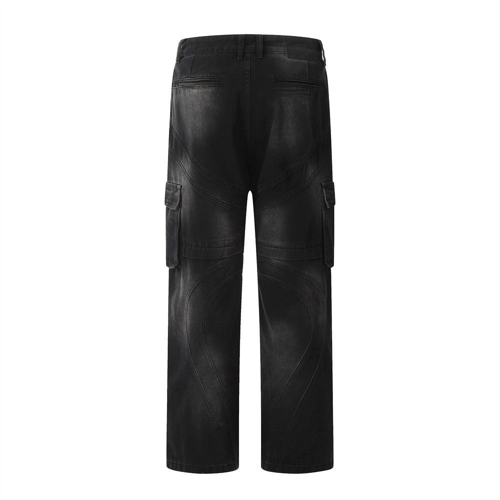 Inkjet Straight-leg Denim Overalls Men