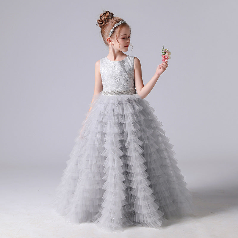 Piano Performance Suit Host Show Puffy Dress