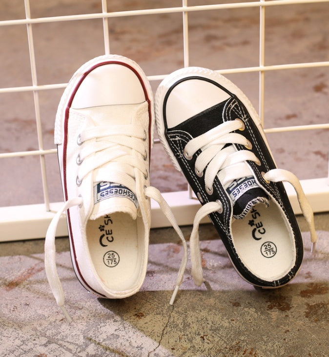 Kids’ White Canvas Shoes – Non-Slip Casual Baby & Student Sneakers