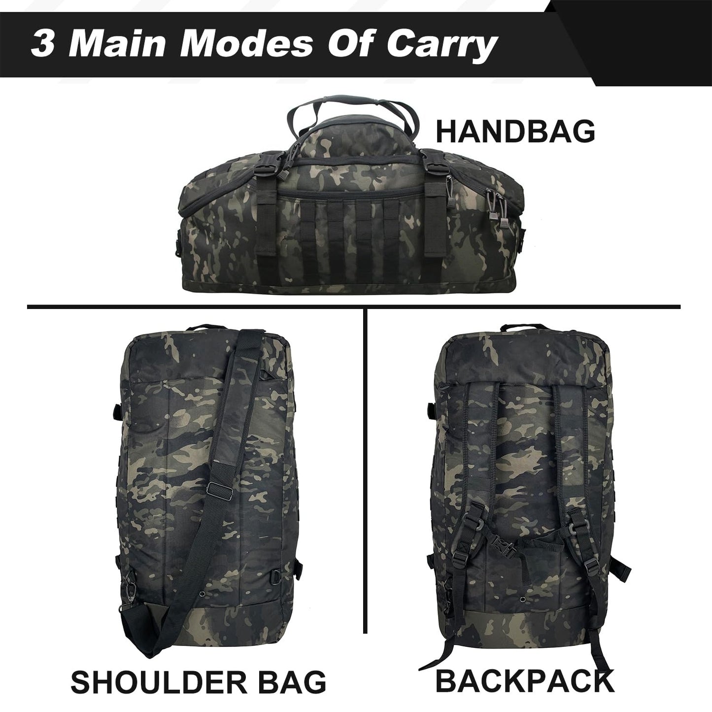 3-in-1 Military Backpack – Travel Duffel Bag for Gym, Weekender & Deployment