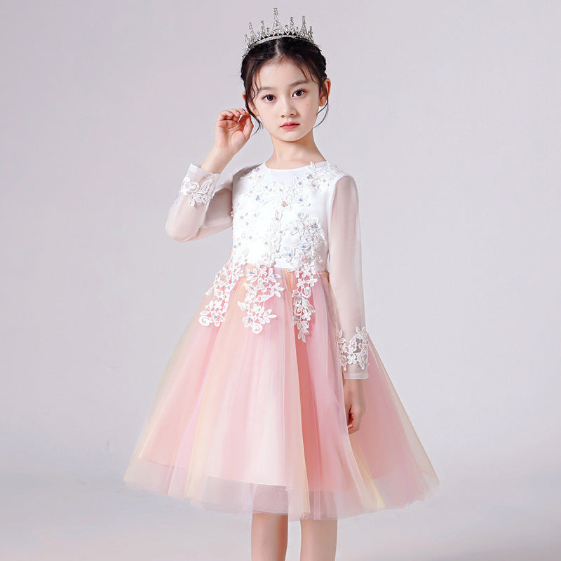 Mesh Sleeves Gradient Skirt