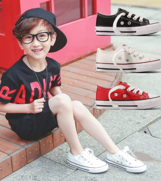 Kids’ White Canvas Shoes – Non-Slip Casual Baby & Student Sneakers