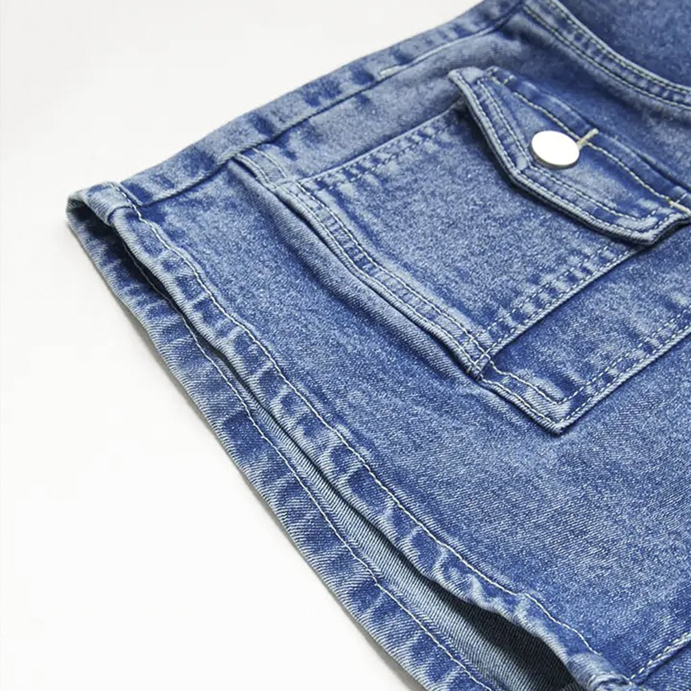 Women's High-Waist Side-Button Jeans