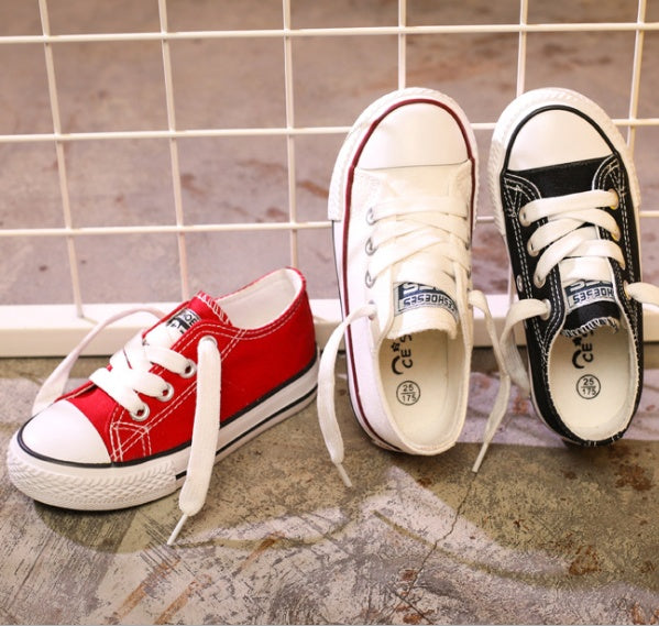 Kids’ White Canvas Shoes – Non-Slip Casual Baby & Student Sneakers