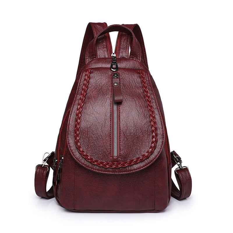 Women’s Soft Leather Backpack – Large Capacity Travel Bag