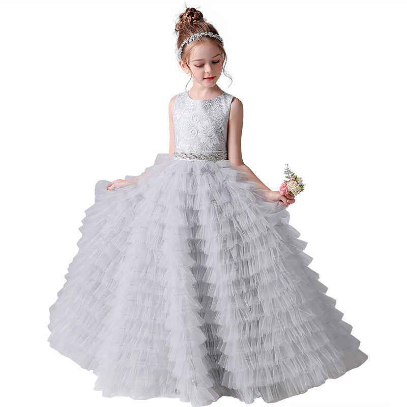 Piano Performance Suit Host Show Puffy Dress