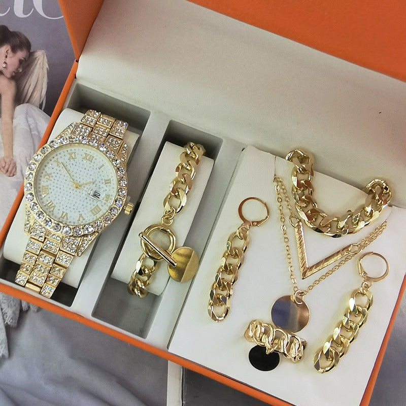 Women’s 5-Piece Jewelry Quartz Watch Gift Set