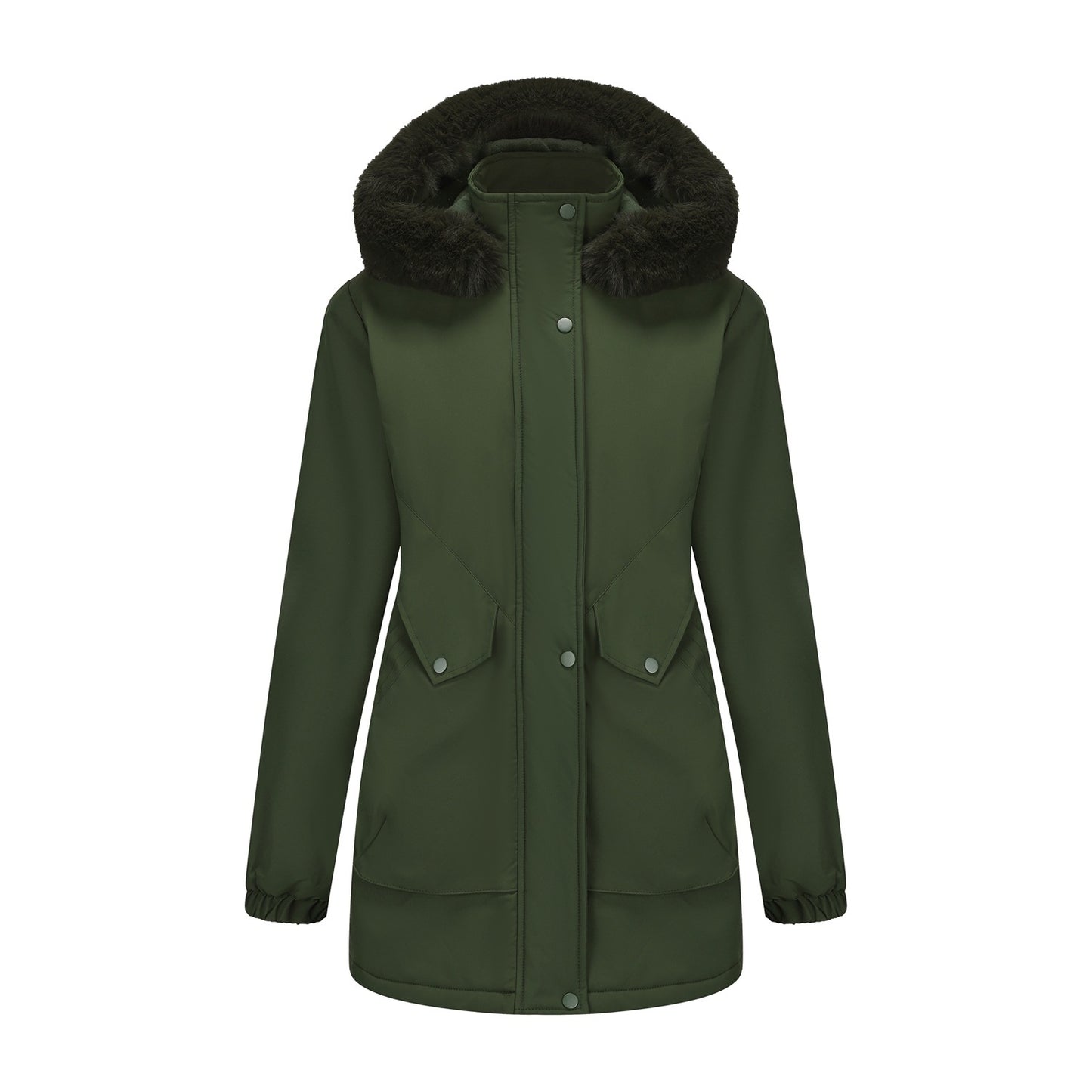 Women's Mid-length Big Fur Collar Cotton Coat Jacket