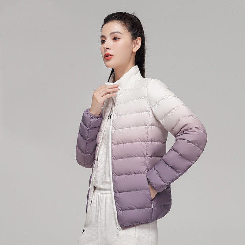 Down Jacket Women's Gradient Stand Collar Fashionable
