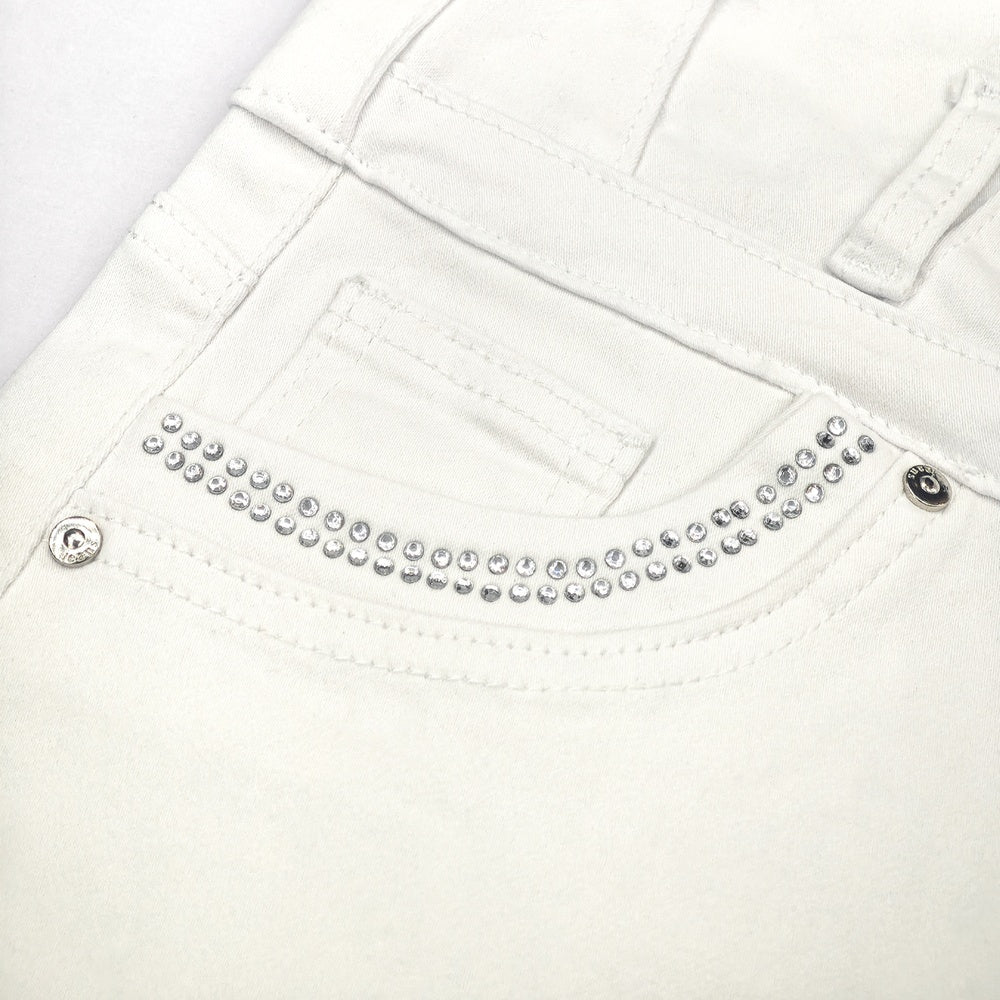 White High Waist Button Shorts Slim Fit Stretch Denim