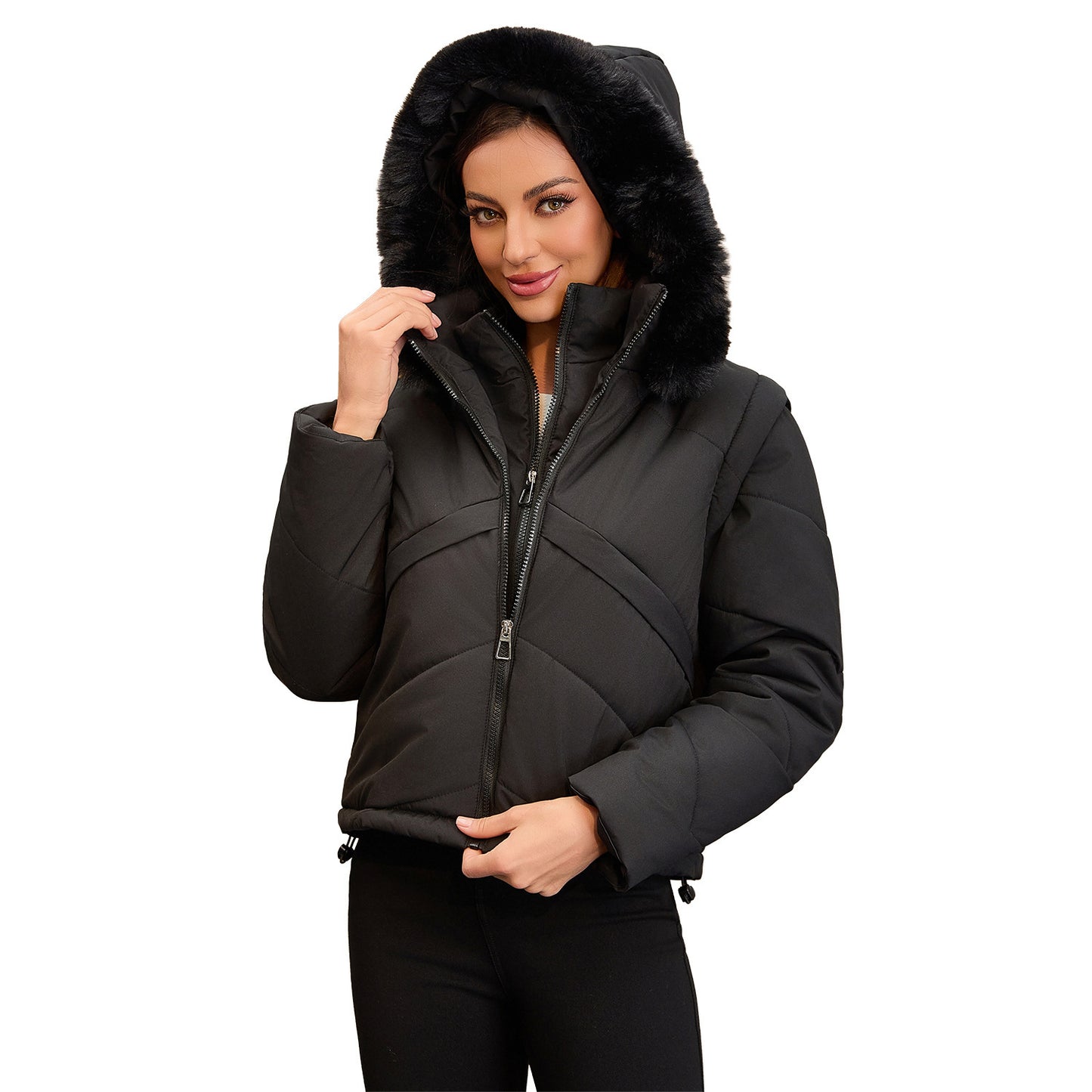 Women's Removable Sleeves, Two Pieces Cotton-padded Waistcoat