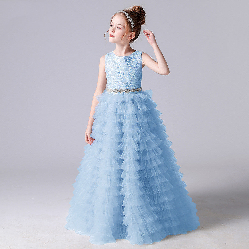 Piano Performance Suit Host Show Puffy Dress