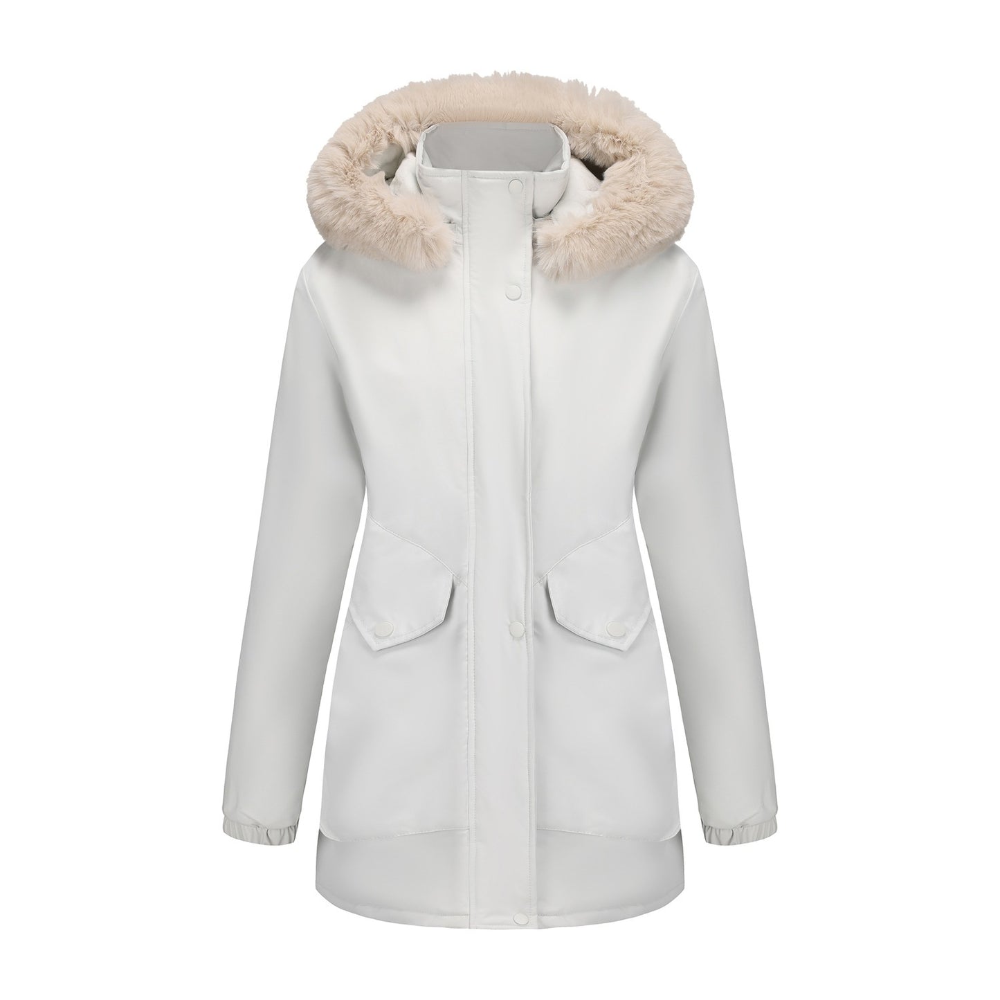Women's Mid-length Big Fur Collar Cotton Coat Jacket