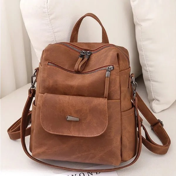 Women’s Backpack Purse – Waterproof PU Leather Shoulder Bag Handbag (Brown)