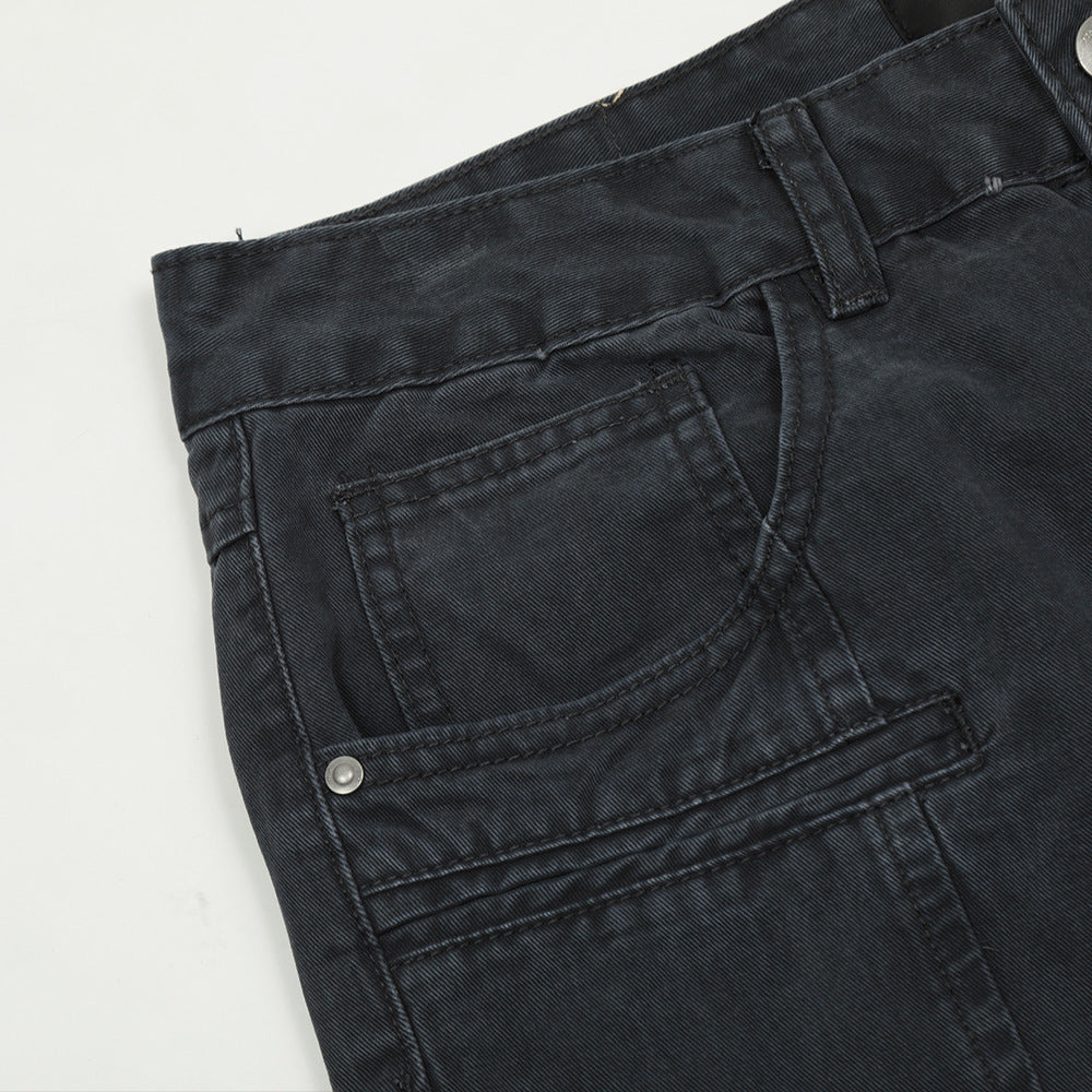 Washing Water Denim Straight-leg Trousers Men