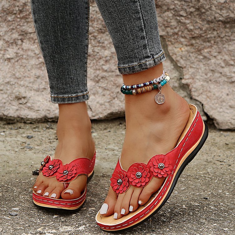 Flowers Sandals Women Retro Style Wedges Shoes
