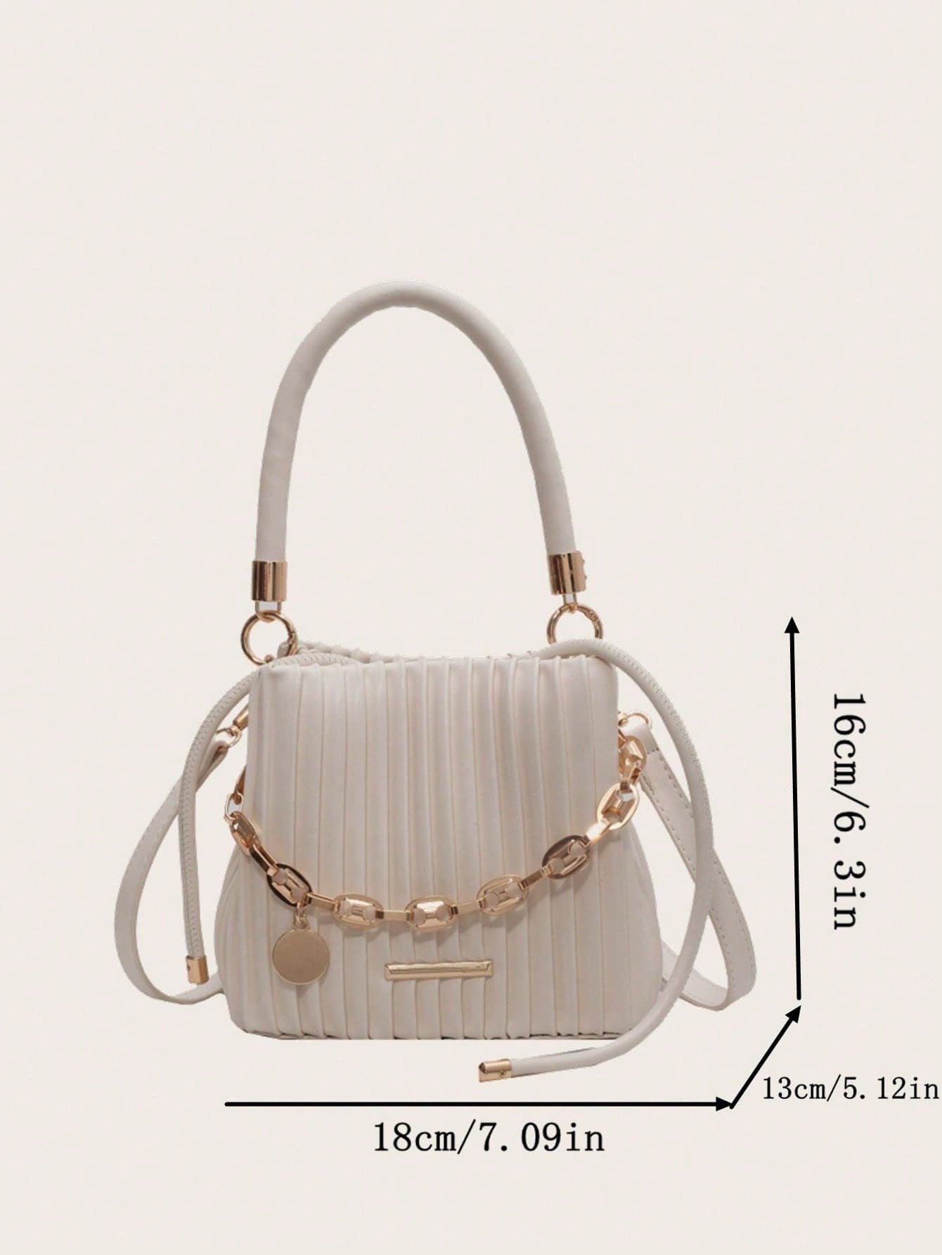 Trendy Pleated Handbag – Women’s Fashion Chain Bucket Shoulder Bag