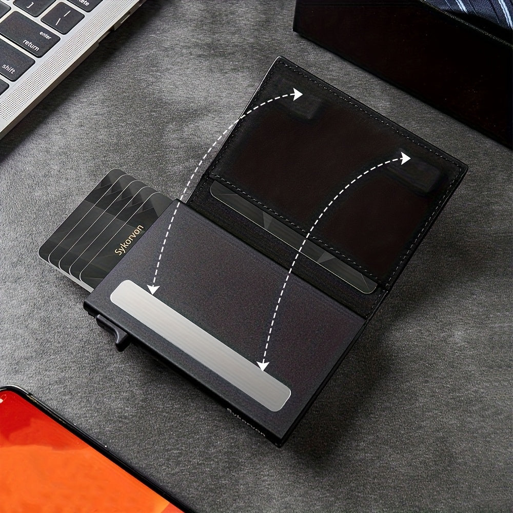 AirTag Men’s RFID Wallet – Minimalist Slim Pop-up Card Holder with Smart Stand