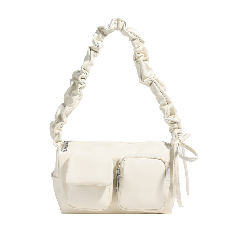 Women’s Pleated Tote Bag – Korean Niche Style Large Capacity Multi-Pocket Purse