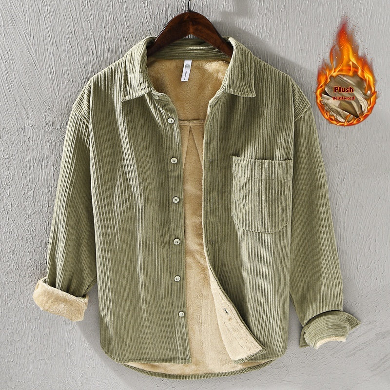 Thickened Velvet Padded Shirt Men's Loose Leisure Warm Top