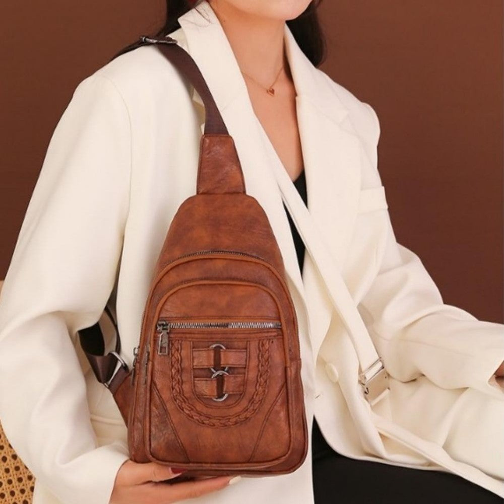 Retro Leather Crossbody & Chest Bag – Unisex Men’s and Women’s Style