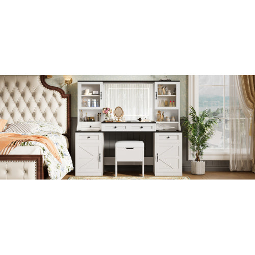 Vanity Desk With Mirror And LED Lights