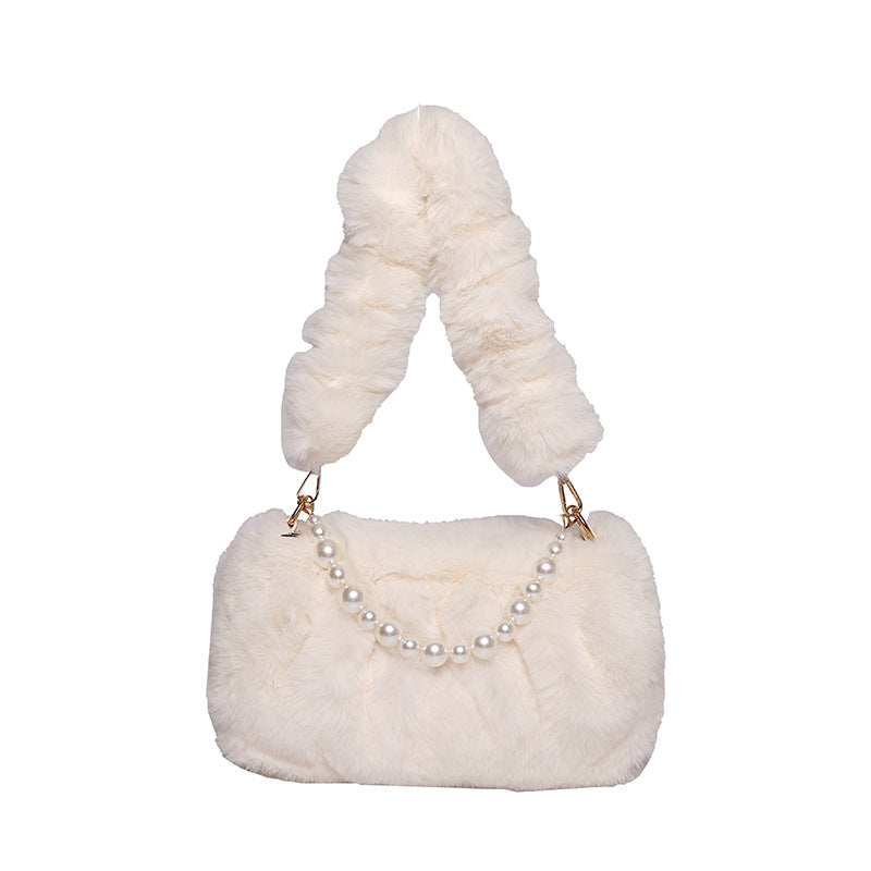 Women's Fashion Pearl Pleated Shoulder Bag