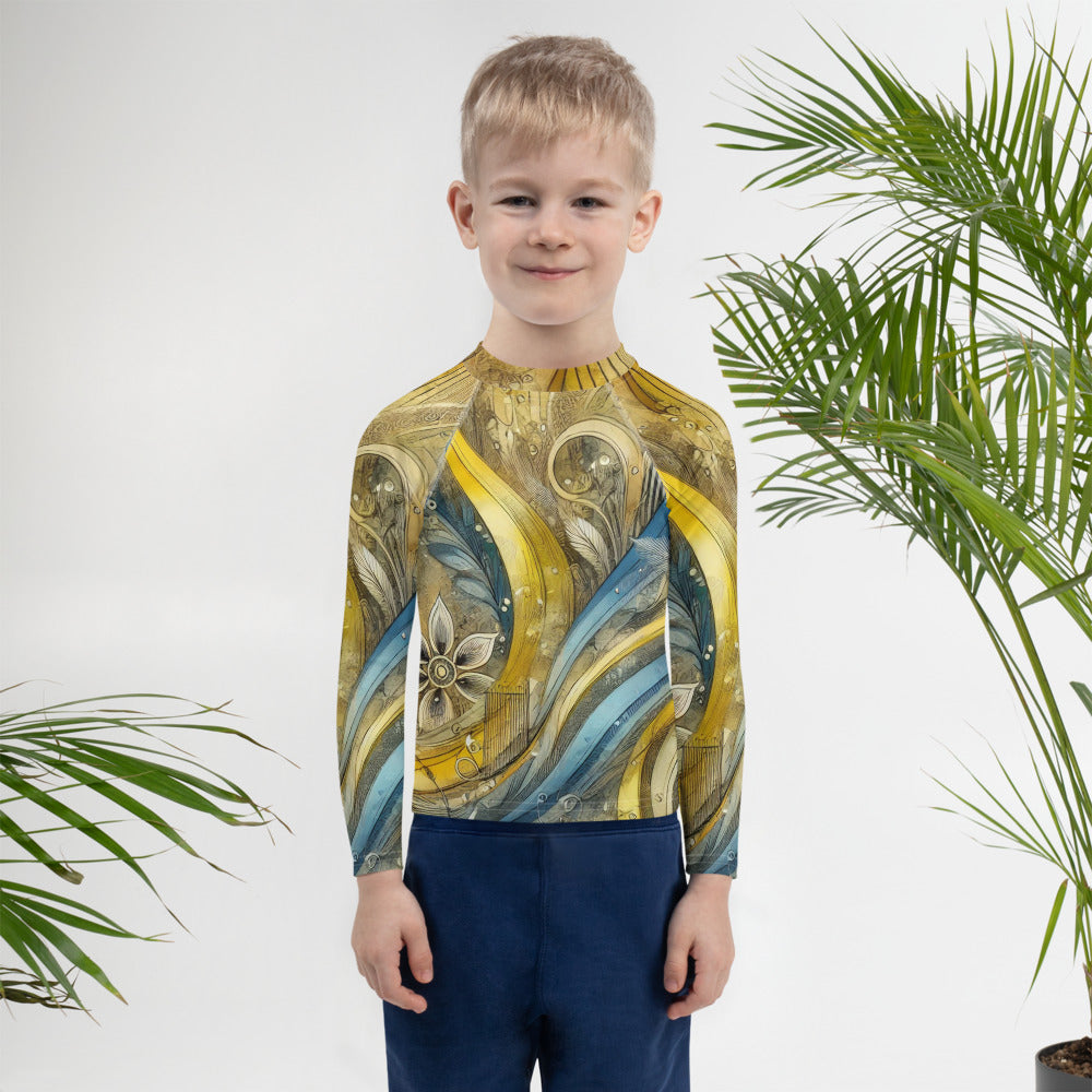 Kids Rash Guard with Ukrainian Abstract Design