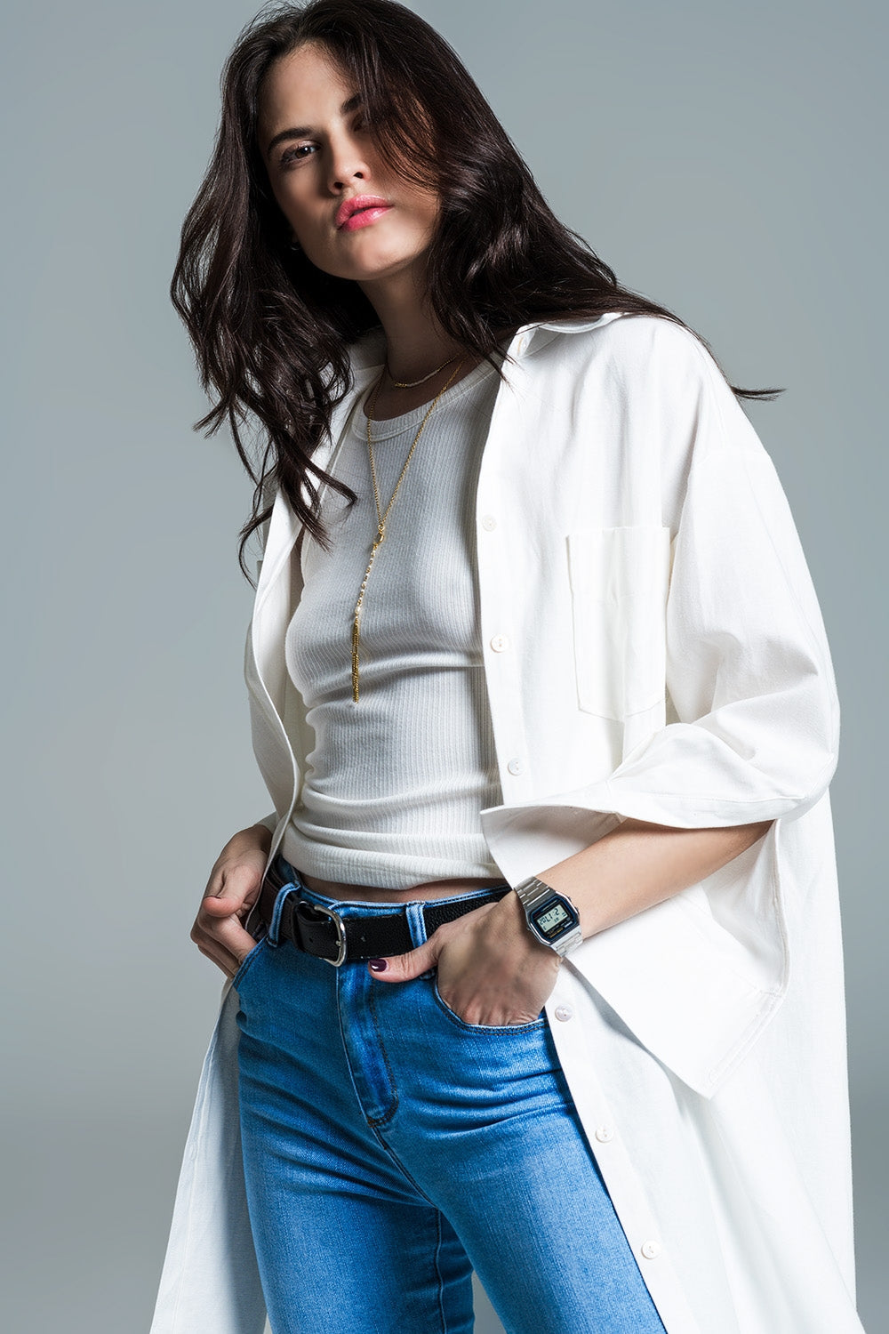 Naeryn Boyfriend Shirt – 3/4 Sleeve