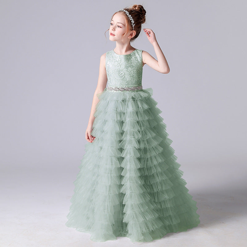 Piano Performance Suit Host Show Puffy Dress