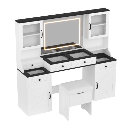 Vanity Desk With Mirror And LED Lights