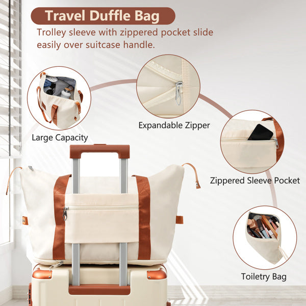 3-Piece Hard-shell Luggage Set with Wheels & TSA Lock – White Carry-On Suitcases for Men & Women