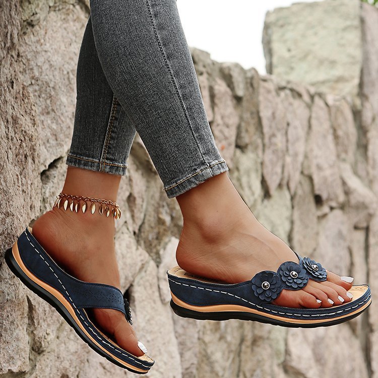Flowers Sandals Women Retro Style Wedges Shoes