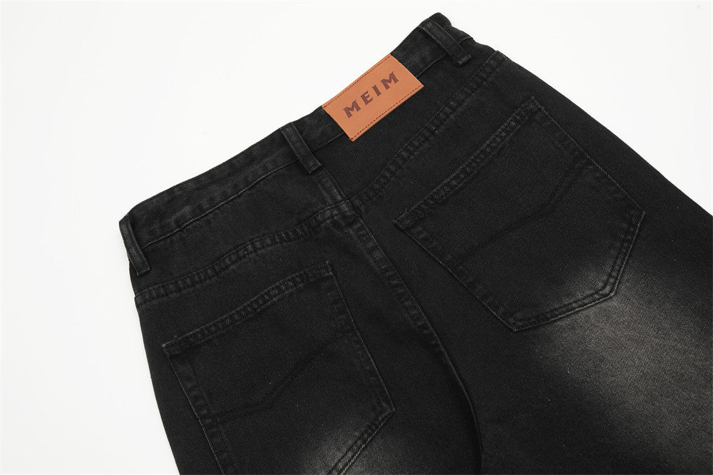 Fashion Denim Ripped Straight Pants Men