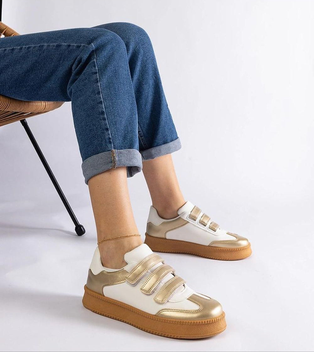 Elurea Gold Velcro Street Sneakers
