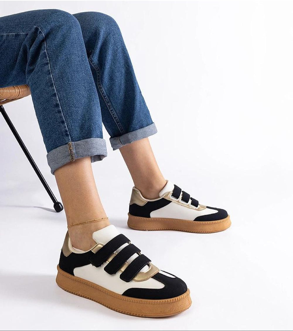 Elurea Gold Velcro Street Sneakers