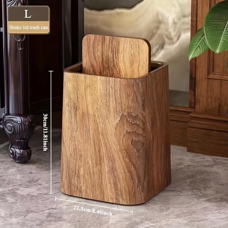 Wood Grain Trash Can