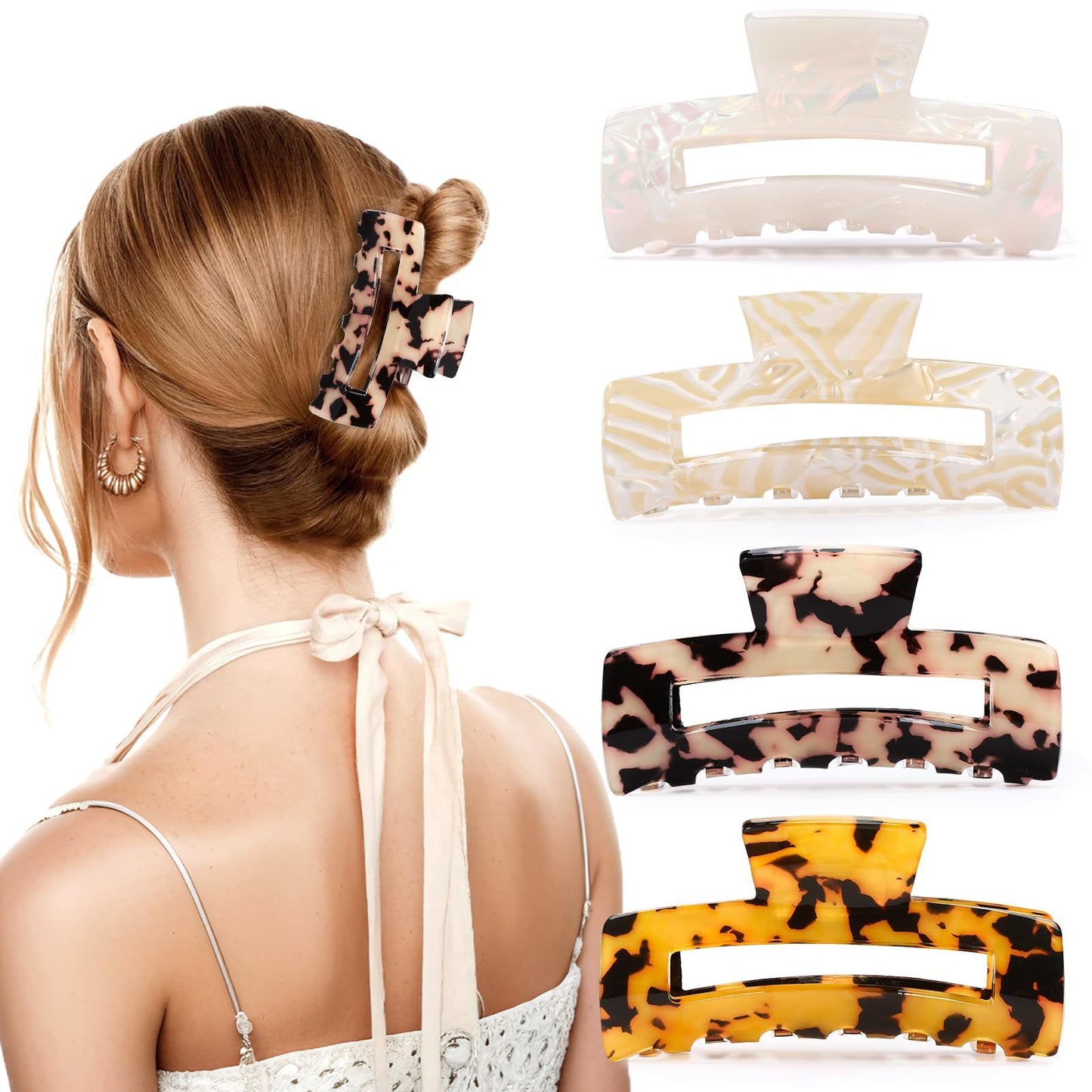 4Pcs Tortoise Hair Claw Clips