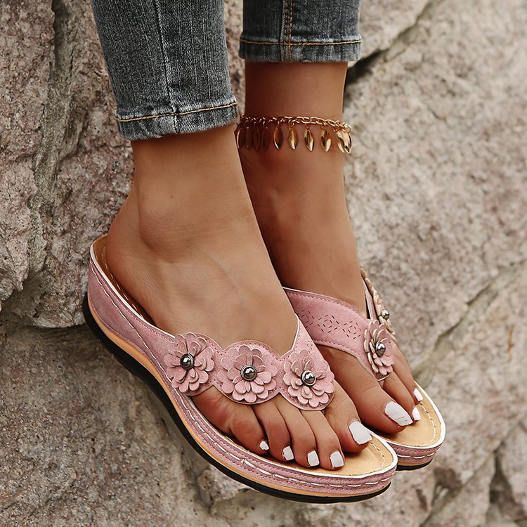 Flowers Sandals Women Retro Style Wedges Shoes