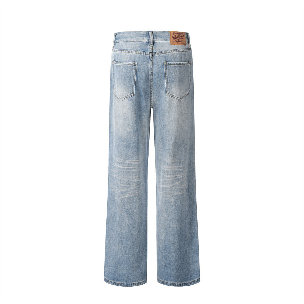 American High Street Wide Leg Denim Trousers Men